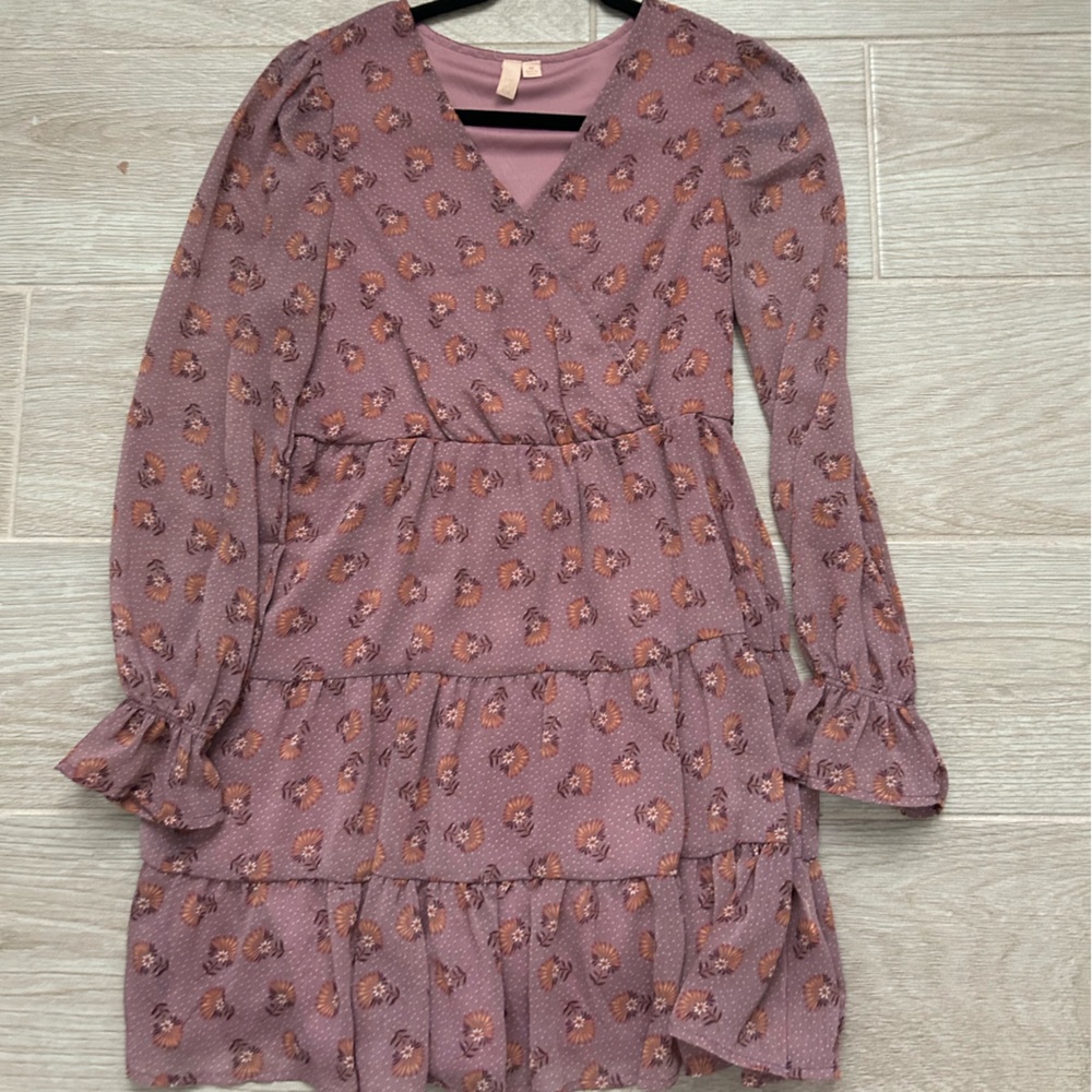Purple Ruffled Midi Dress